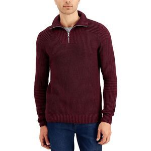 INC International Concepts Men's Matthew Quarter-Zip Sweater - Port S